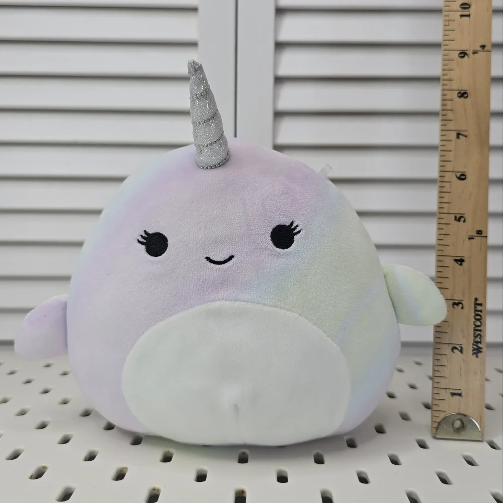 SQUISHMALLOWS Marianovella Narwhal 7” Plush Toy Pastel Unicorn Whale Kawaii Novi